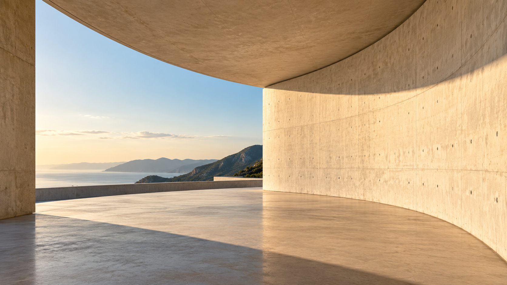 Sunlight across minimal concrete architecture